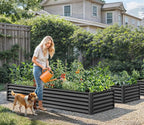 YITAHOME 72x36x18 in 2pcs Galvanized Raised Garden Bed Kit, Large Metal Planter Box with Gloves & Support Rod, Outdoor Flower Bed for Plants Vegetables, Black