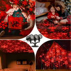Three Head Christmas Snowflake Projector Lights, Vermilion, A | IP65 Waterproof, 360° Rotatable, 9 Snowflake Patterns, LED Projection for Indoor Outdoor Xmas Decor