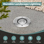 Gardencoin Low Voltage Landscape LED Well Lights, 12V in Ground Lights Outdoor IP67 Waterproof, 4.3 inch Wired Landscape Up Lighting, Included Replaceable 5W 2700K MR16 Bulb Dimmable, 12 Pack