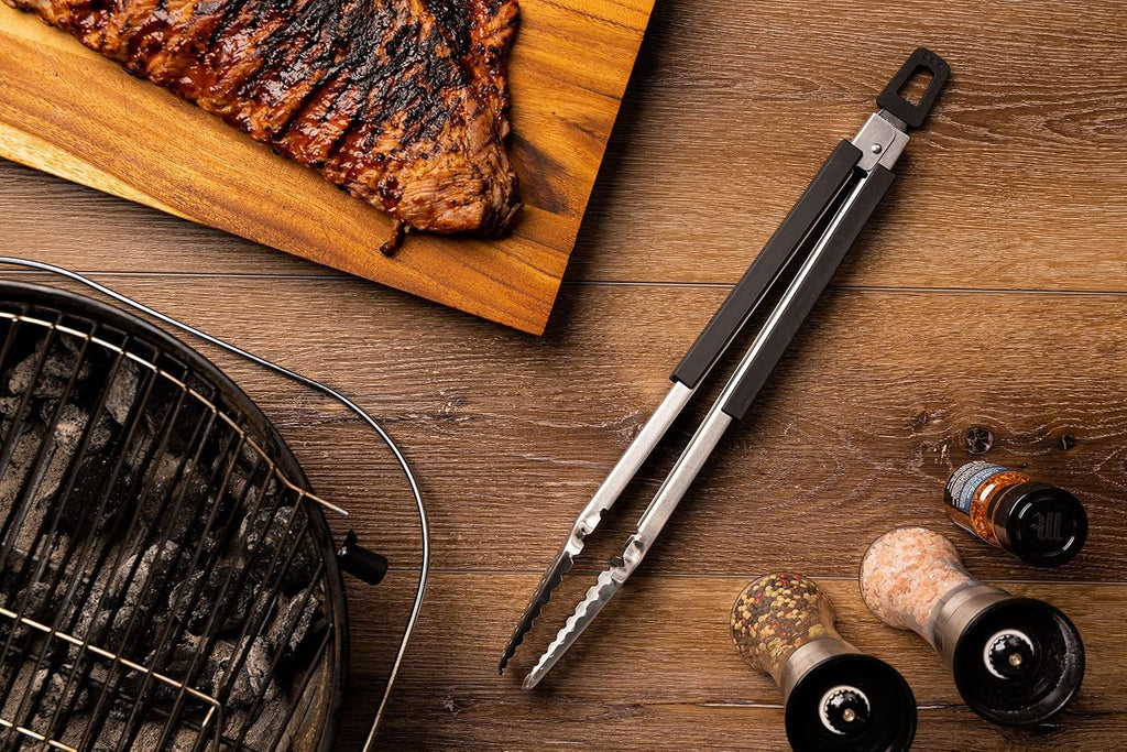 16" Extra Long Tongs 18/0 Stainless Steel BBQ Grill Tongs with Durable Soft Grip Handle for Cooking - Durable Grilling Accessory, Tongs for Cooking & Kitchen, Outdoor Barbecue, Easy to Clean