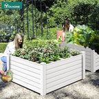 YITAHOME 4x4x2 FT Plastic Raised Garden Bed Kit, Large Outdoor Above Ground Planter Box with Growth Grid for Plants, Vegetables, and Flowers, Easy Installation, White