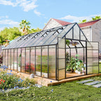 wacasa 24x10x10 ft polycarbonate greenhouse with aluminum frame, main product view