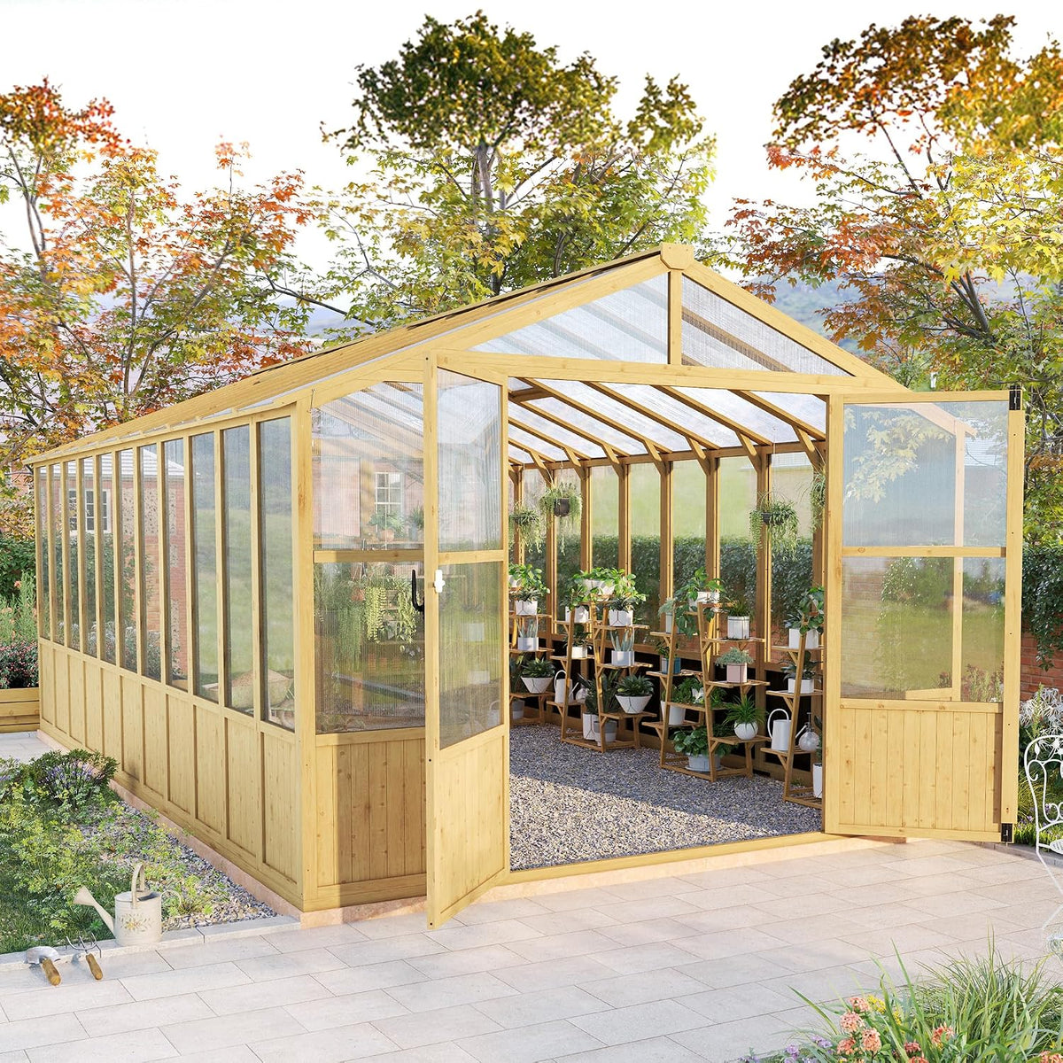 jocisland 10 x 18-ft wooden greenhouse, main product view