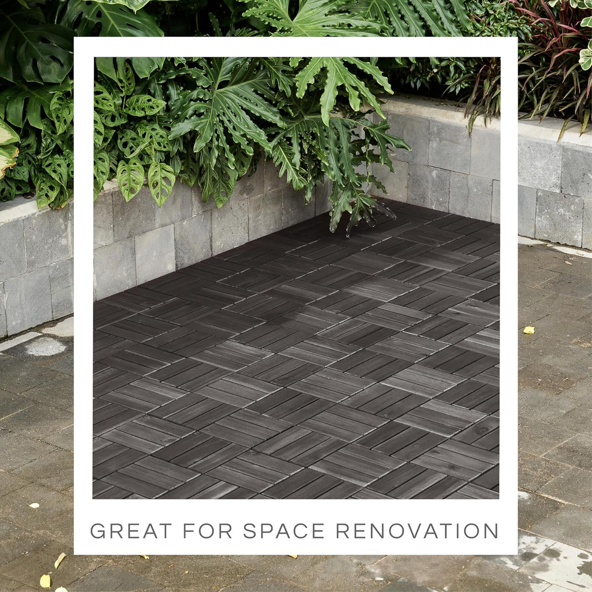 thyoi premium deck tiles, 10 pcs patio flooring, front angle view