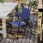Flash Furniture Mystic Folding Patio Sling Chairs, Outdoor Textilene Lawn Chairs with Armrests, Set of 2, Navy | Textilene