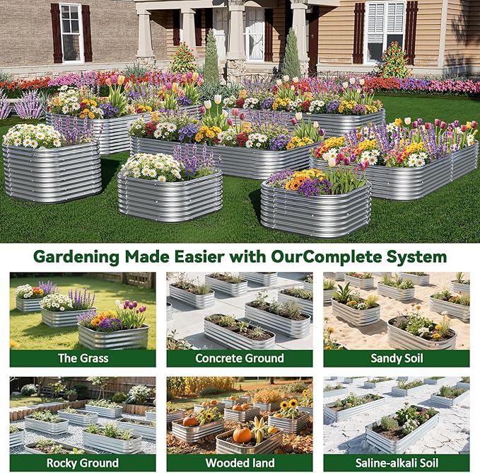 3 Pack 6x3FT Raised Beds for Gardening, Corrugated Galvanized Steel Raised Garden Bed, Outdoor Metal Above Ground Garden Bed for Vegetables and Flowers