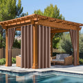 NICETOWN Fade Resistant Patio Curtains Outdoor Waterproof, Fade-Proof Curtains Grade 4 Color Fastness Certified, Thermal Insulated Privacy Sun Shades for Gazebo, Lanai, W52 x L72, Tan, 2 Panels