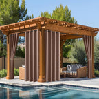 NICETOWN Fade Resistant Outdoor Curtains 2 Panels, Patio Waterproof Drapery Color Fastness Grade 4 Certification, UV Protection Blackout Shades for Porch, Deck, Pergolas, Tan, W52 x L108