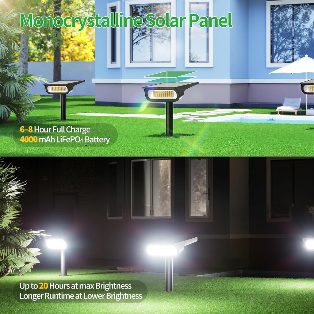 Solar Spotlights Outdoor Waterproof 4000mAh 3 Color with Remote | LED Landscape Spot Light with Timer & Adjustable Brightness for Pool, Trees, Flags, House Wall & Yard Decor