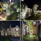 T-SUNUS Solar Spot Lights Outdoor White Christmas 4 Pack IP65 Waterproof Landscape Spotlights 6000K Separate Panel with 9.8ft Cable Auto On/Off for Flag Pond Trees Driveway Garden Pathway Halloween