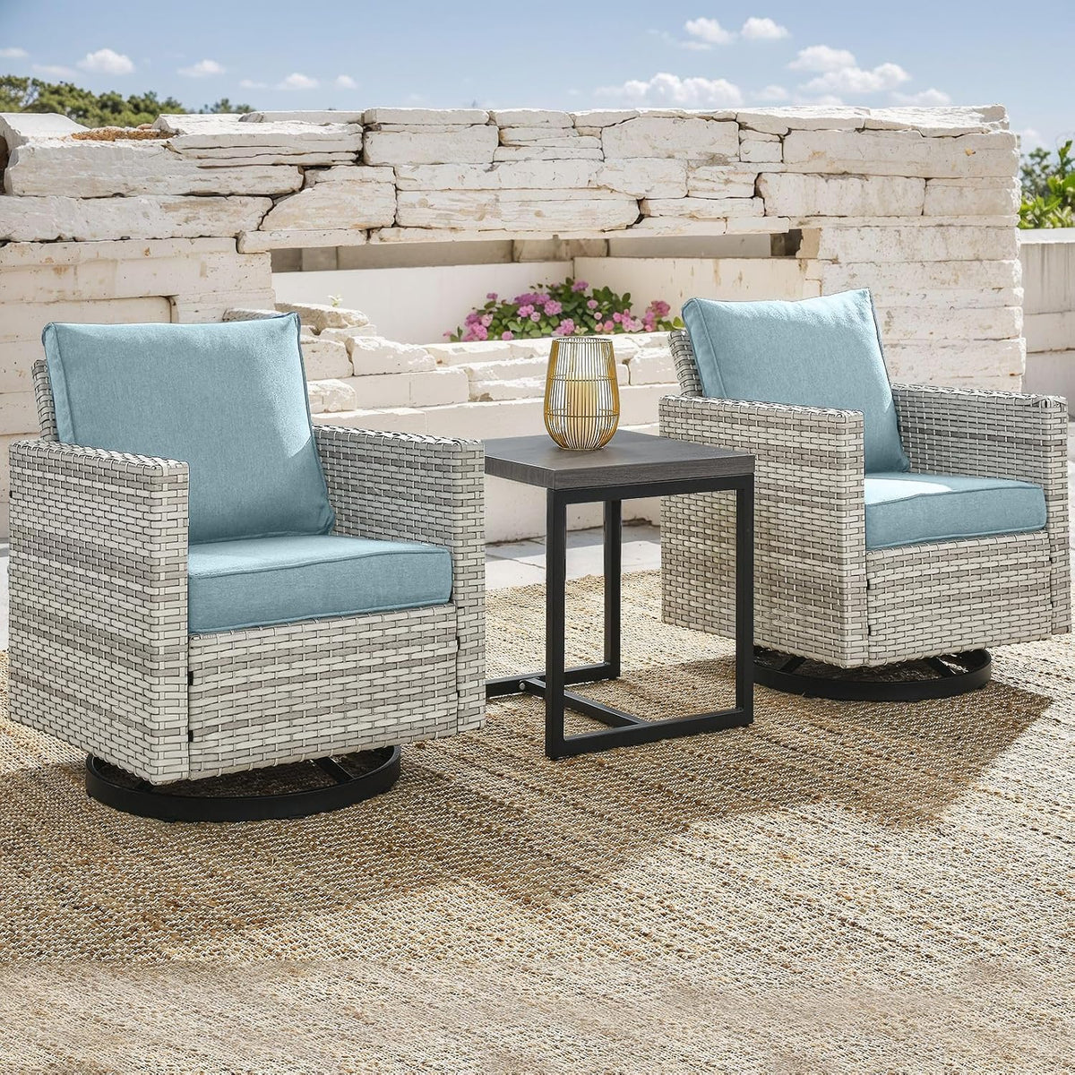 outdoor patio swivel rocker chairs - 3 piece, main product view