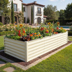 YITAHOME 8x4x2ft Large Raised Garden Bed Kit, Galvanized Metal Planter Box with Gloves, Support Rod & Safety Rubber, Outdoor Above Ground Planters for Plants Vegetables Flowers, Cream Yellow