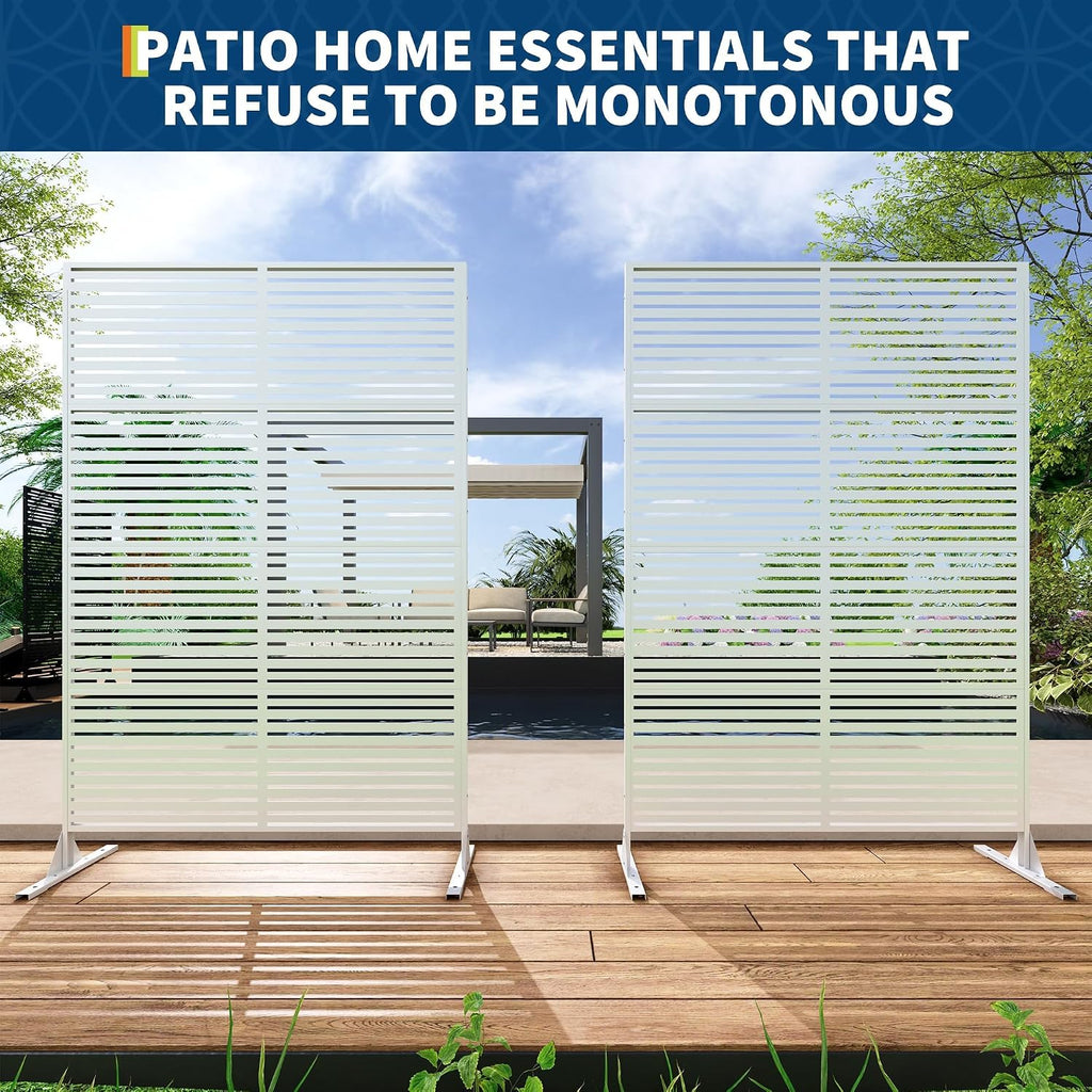 garvee 2pcs metal garden privacy screen 72x47, freestanding showing dimensions