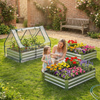 giantexuk raised garden bed with greenhouse, 2 in on a desk or shelf