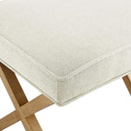 Amazon Basics Small Ottoman Foot Rest, Mid-Century Modern X Square Polyester Foot Stool, Linen, Ivory White, 18"D x 19.8"W x 18.3"H