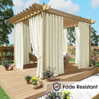 NICETOWN Fade Resistant Outdoor Curtains for Patio Waterproof 2 Panels, UV Protection Grade 4 Lightfastness Fade-Proof & Blackout Drapes for Deck, Porch, Gazebo, Light Beige, W52 x L96 Each Panel