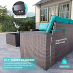 Kullavik 6PCS Outdoor Patio Furniture Set PE Wicker Rattan Sectional Sofa Patio Conversation Sets,Blue