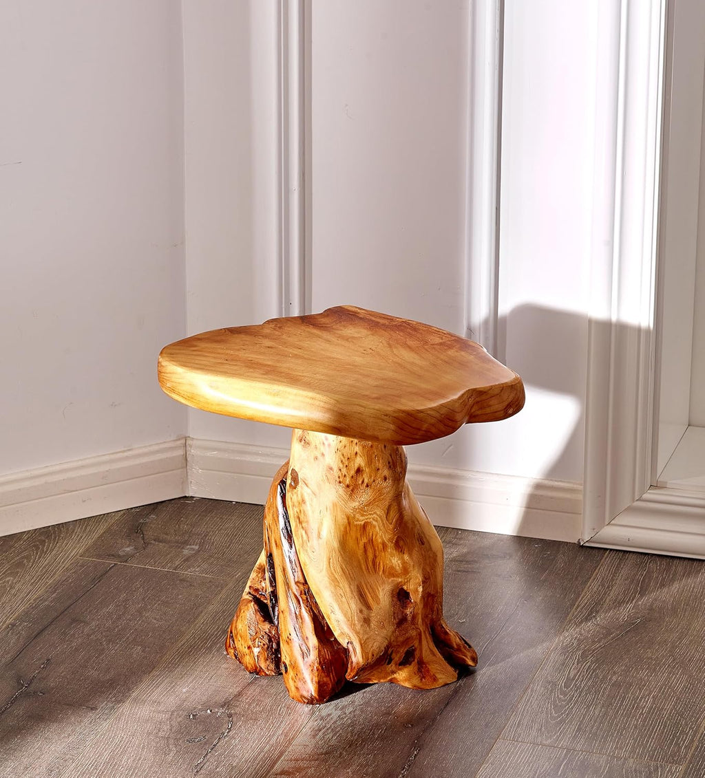 cedar wood stump mushroom stool live edge side, main product view