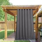 NICETOWN 2 Panels Weighted Blackout Curtains for Patio Waterproof, Top & Bottom Grommet & Back Tab Fixed Outdoor Curtains Windproof Drapes Thermal Insulated for Porch, W84 x L84, Grey