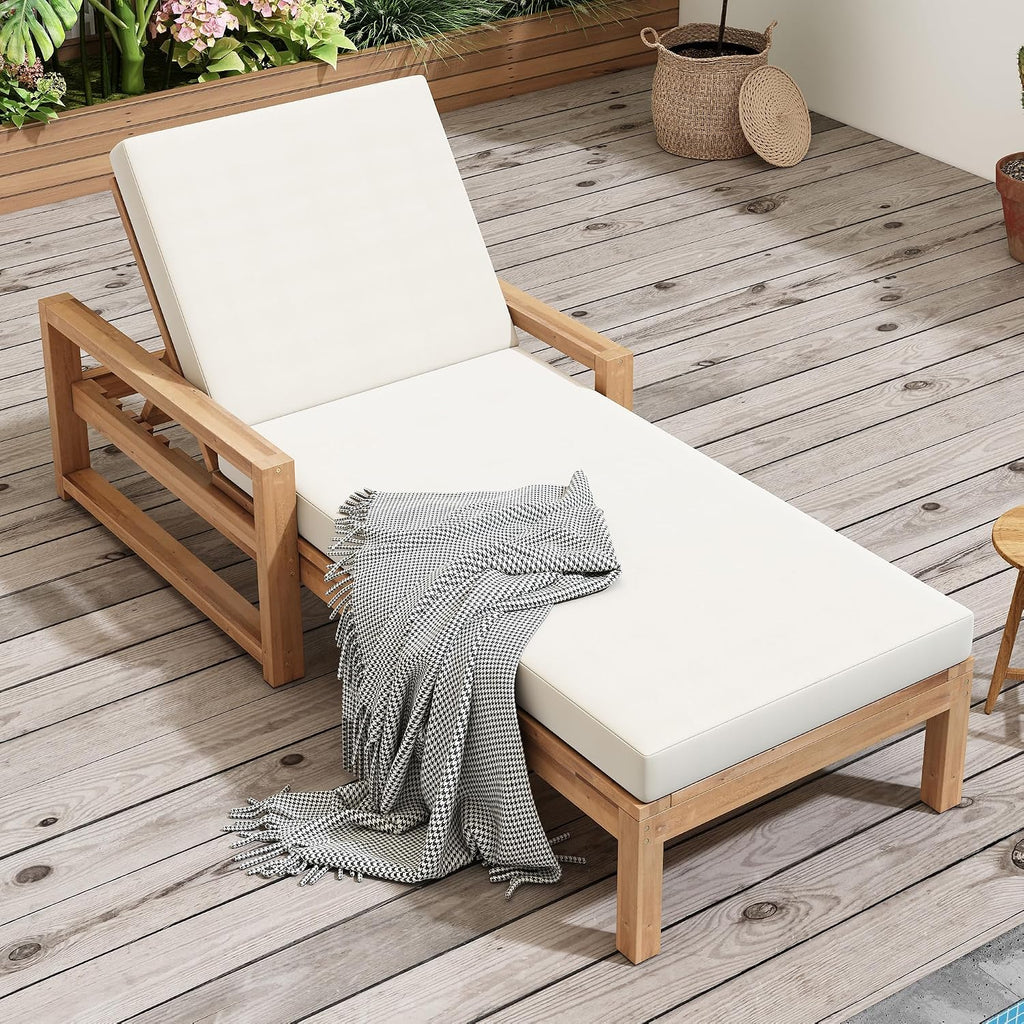 vilrocaz outdoor acacia wood chaise lounges with 6-position, main product view