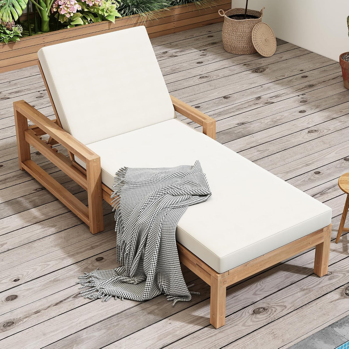 vilrocaz outdoor acacia wood chaise lounges with 6-position, main product view