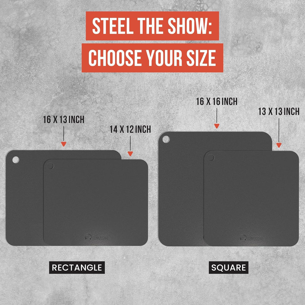 Chef Pomodoro Pizza Steel for Oven 16"x16", 1/4" Thick, With Lifting Holes | Baking Steel For Oven Doubles As Baking Stone Or Grill Use; Produces Crispy Crust, Restaurant-style Pizza And Sourdough Bread