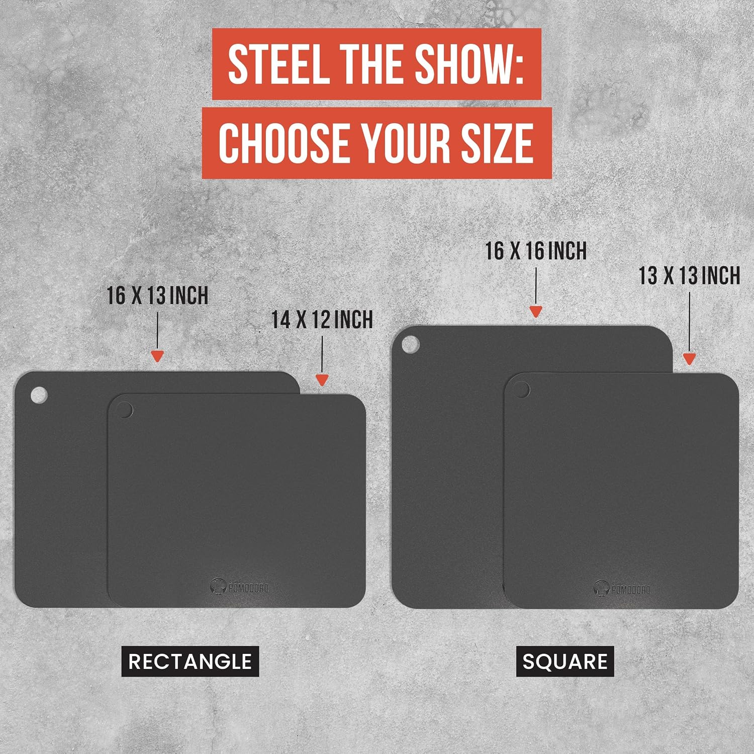 Chef Pomodoro Pizza Steel for Oven 16"x16", 1/4" Thick, With Lifting Holes | Baking Steel For Oven Doubles As Baking Stone Or Grill Use; Produces Crispy Crust, Restaurant-style Pizza And Sourdough Bread
