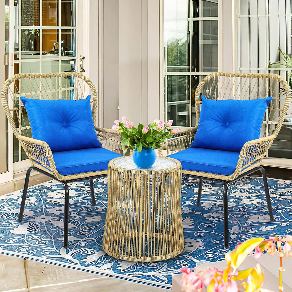 yitahome 3-piece wicker bistro set outdoor patio furniture, main product view