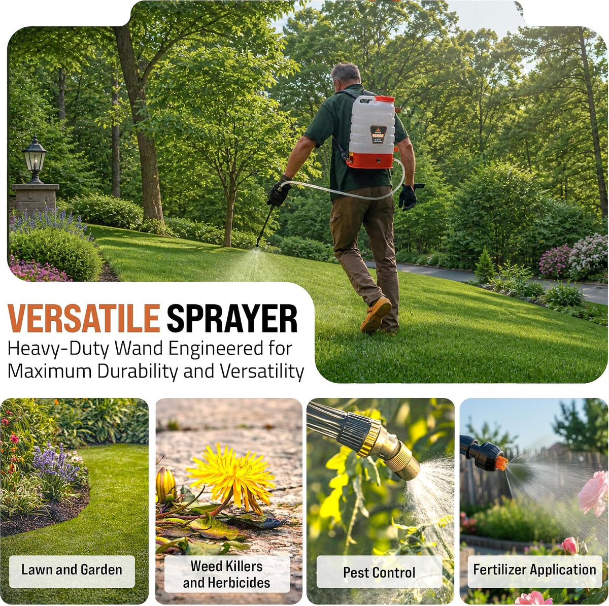 petratools 3 gallon battery powered backpack sprayer, front angle view