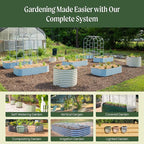 Vego garden 26" Extra Tall Raised Garden Bed Kits, 6 in 1 Modular Raised Planter Box for Vegetables Flowers Fruits Oval Metal Raised Garden-Modern Gray