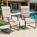 NUU GARDEN Patio Dining Chairs Set of 2, High-Back Outdoor Chairs with Breathable Textilene, All-Weather Metal Frame for Garden, Deck, Backyard and Porch, Grayish Beige