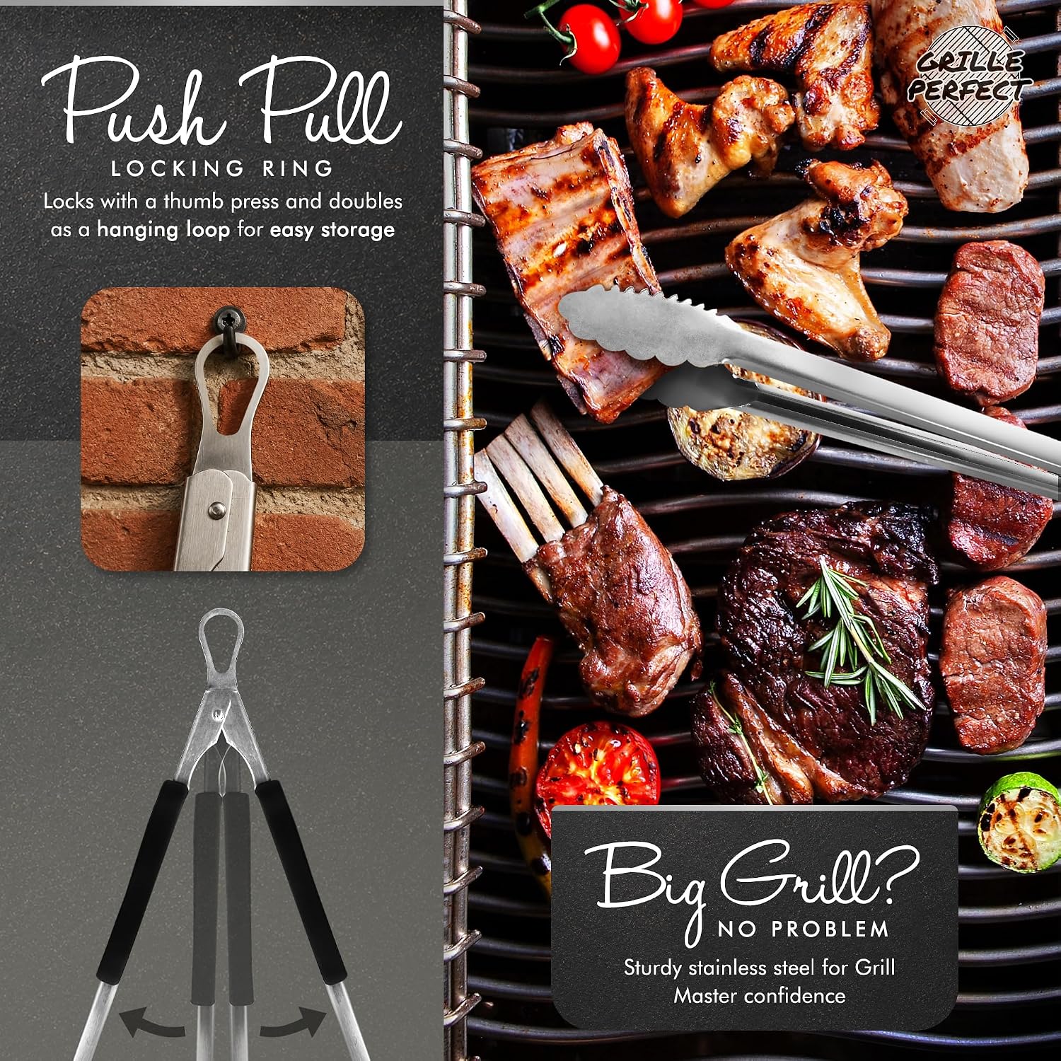 Grill Tongs 24-Inch Super Long Extra Heavy Duty for Grilling and Barbecue Heat Resistant Hand Grips Stainless Steel for BBQ Outdoor Kitchen and Cooking Hot Grilled Food