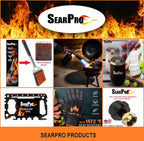 5-in-1 Grill Brush Combo by SearPro BBQ Cleaner Scraper Barbecue Tool Accessories Kit Heat Resistant Nylon Bristle Spatula Outdoor Smoker Black Stone Grate Cast Iron Spatula Non-Wire Brush (5 in 1)