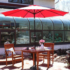 Sunnydaze Outdoor Patio Umbrella - Polyester Table Market Umbrella with Push-Button Tilt and Crank - 8 Sturdy Ribs - Red - 9ft