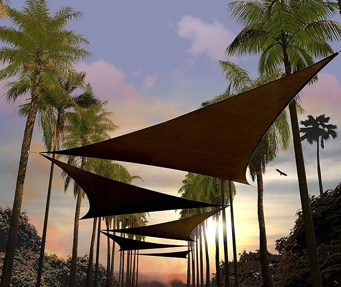 Amgo Custom Size 26' x 26' x 26' Brown Triangle Sun Shade Sail UPF50+ AGTAPRT12, Order to Make Canopy Awning, 95% UV Blockage, Water & Air Permeable, Commercial Standard (We Customize)