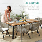 Best Choice Products 6-Person Indoor Outdoor Acacia Wood Dining Table, Picnic Table w/Powder-Coated Steel, 350 Pound Capacity Legs - Espresso