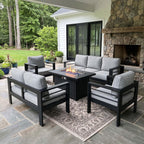 layinsun outdoor aluminum furniture set with fire pit, main product view