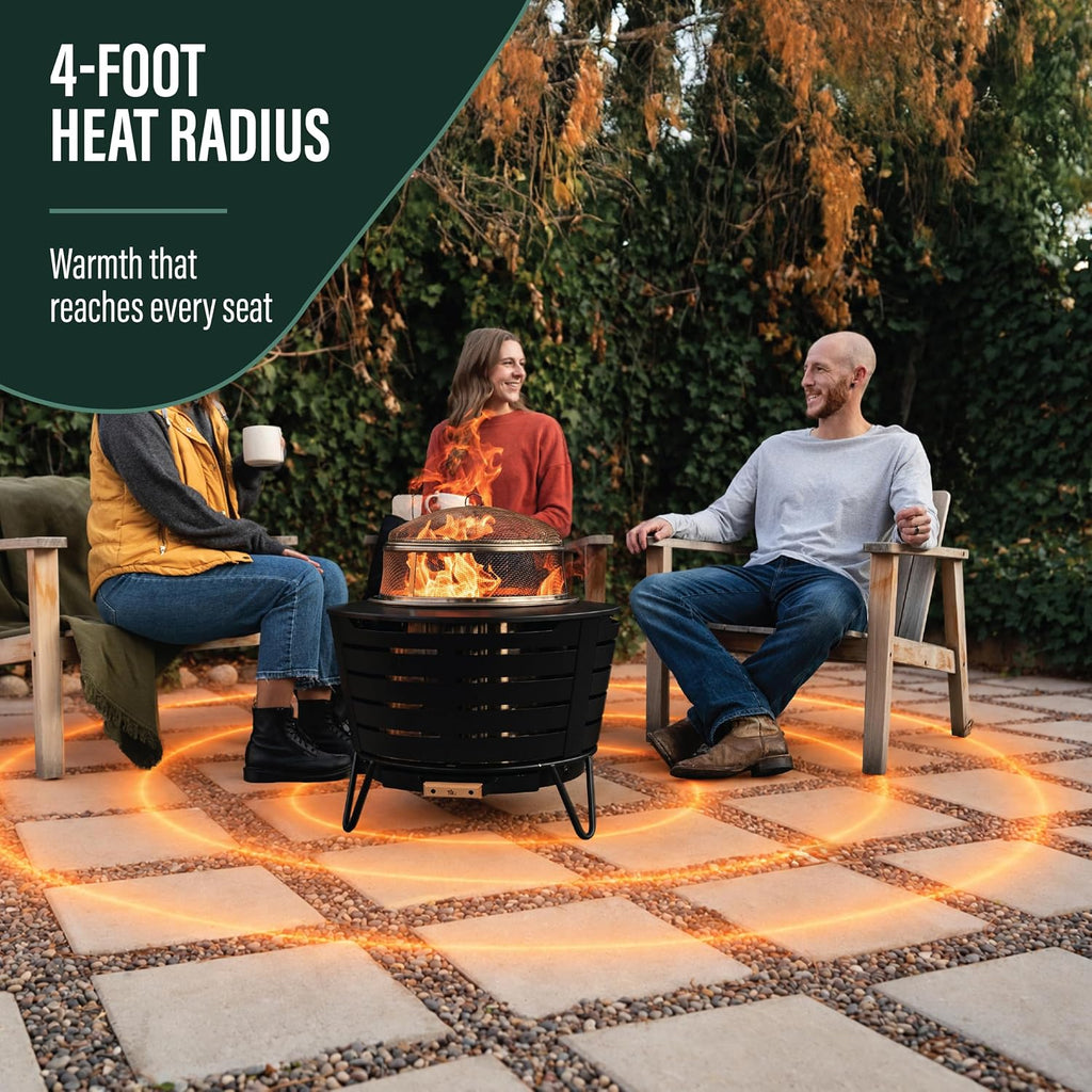 tiki patio 25-inch smokeless outdoor wood burning fire on a desk or shelf