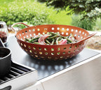 Outset Grill Wok With Holes, Copper Non-Stick, Round With Handles