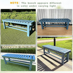 Outdoor Garden Wood Bench, 2-Person Weatherproof Wooden Bench Park Narrow Bench, Never Rot or Fade Waterproof Backless Bench for Entryway, Outdoor, Patio, Porch, Backyard and Park (Blue, 35.5''/90cm)