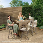Best Choice Products Outdoor Bar Stools Set of 2, Bar Height, 360° Swivel Aluminum Frame, All-Weather Woven Rope Chair Design w/Armrests - Gray/Meteor