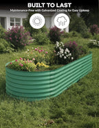 GarveeLife 10x4x1.5 ft Galvanized Raised Garden Bed - 18“ Tall Metal Planter Box for Vegetables, Flowers, Herbs, Rust-Resistant Outdoor Garden Box, Easy Assembly Raised Beds for Gardening, Green