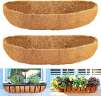 Coco Liners for Planters - 2 Pack 24 Inch Trough Coconut Liners for Planters, Window Box Coco Liners, 100% Natural Coconut Fiber Liners for Wall Hanging Basket, Window Box, Fence Baskets