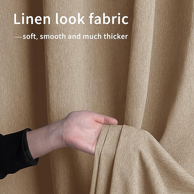 Easy-Going Linen Look Outdoor Curtains Waterproof Windproof Porch Curtains, Soft Thicken Outdoor Privacy Curtains for Patio, Gazebo, Grommet Top and Tab Bottom Drape, 1 Panel, 54x96 inch, Beige