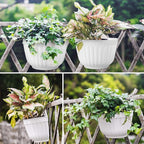 ORIMERC 6 Pcs Plastic Large Wall Plant Pots Vertical Garden Living Wall Mounted Window Hanging Basket Fence Planters Indoor Outdoor for Plants Flowers Kitchen Herbs Holder with Drainage Decor White