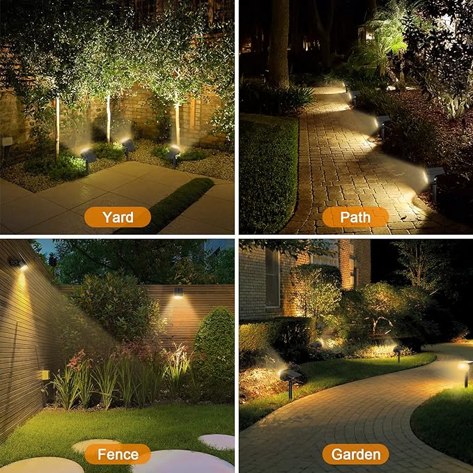 LANSOW Solar Spot Lights Outdoor, [2 Pack/76 LED] 2-in-1 Solar Landscape Spotlights, 3 Modes IP65 Waterproof Dusk to Dawn Solar Powered Flood Wall Lights for Outside Yard Garden Path(Warm White)