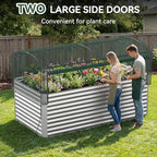 8x4x3 ft Tall Galvanized Raised Garden Bed with Self-Watering System, Elevated Planter Boxes Outdoor with Mesh Cover, Rectangular Deep Raised Beds for Gardening,Vegetables,Flower, Backyard, Patio