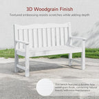 Stoog 2-Person Outdoor Bench, All-Weather HIPS Plastic Garden Bench with 800 lbs Capacity, Never Rot or Fade, Used for Garden, Deck, Backyard and Park, White
