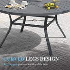 VICLLAX Patio Table and Chair Set of 8, All Weather Metal Round Outdoor Dining Furniture Set-53 Round Outdoor Table and Chairs, Black Tabletop