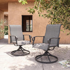 NUU GARDEN 2-Piece Patio Swivel Chairs, Swivel Dining Set, Light Gray | All-weather light gray textilene chairs for 2 Features 360-degree rotation and 15-degree rocking. High backrest for comfort